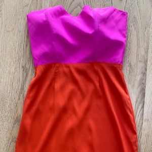 Silk Mini Party Dress by Jennifer Hope in bright PINK/RED